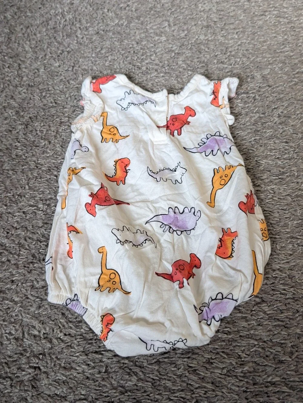 Old Navy White Baby Romper with Colorful Dino Print